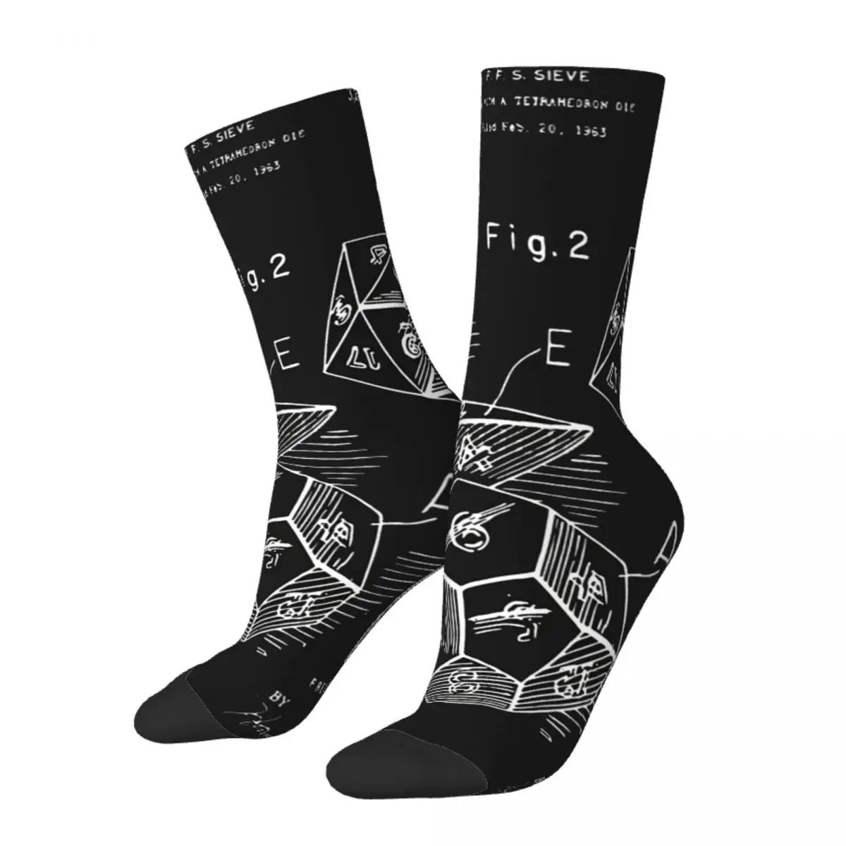 

Hip Hop Retro 1963 D20 Dice Blueprint DnD Crazy Men's Socks Unisex Street Style Pattern Printed Happy Crew Sock Boys Gift