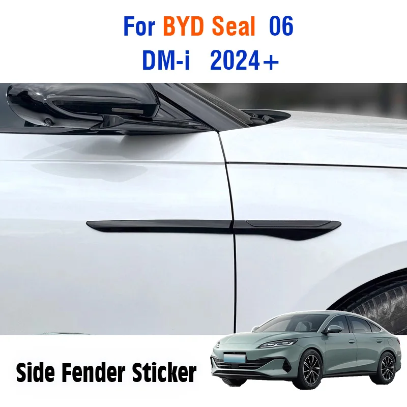 For BYD Seal 06 DM-i DMI 2024 2025 Car Door Leaf board blackened sequin body Side Fender decorative sticker patch Accessories