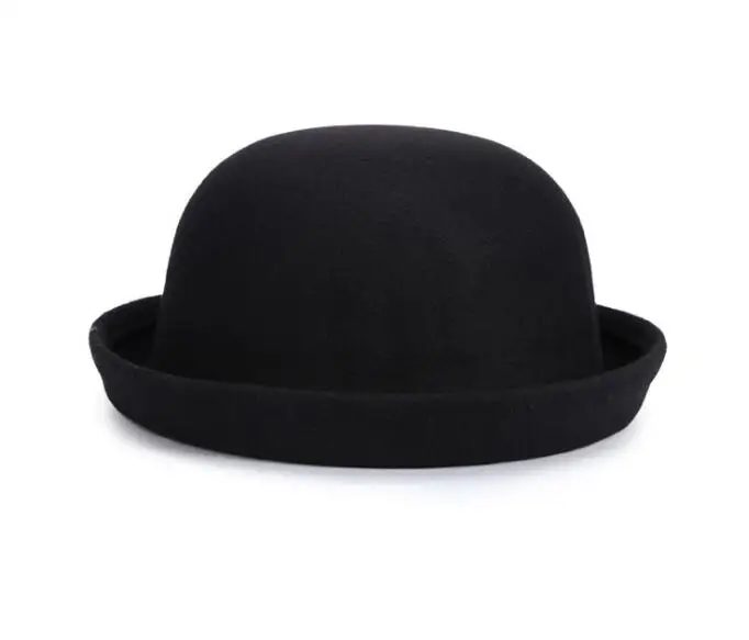 Adjustable Bowler Hat Imitation Woolen Hat Round Cap Flanging Performance Cap Boys Girls Autumn Winter Fashion Hats