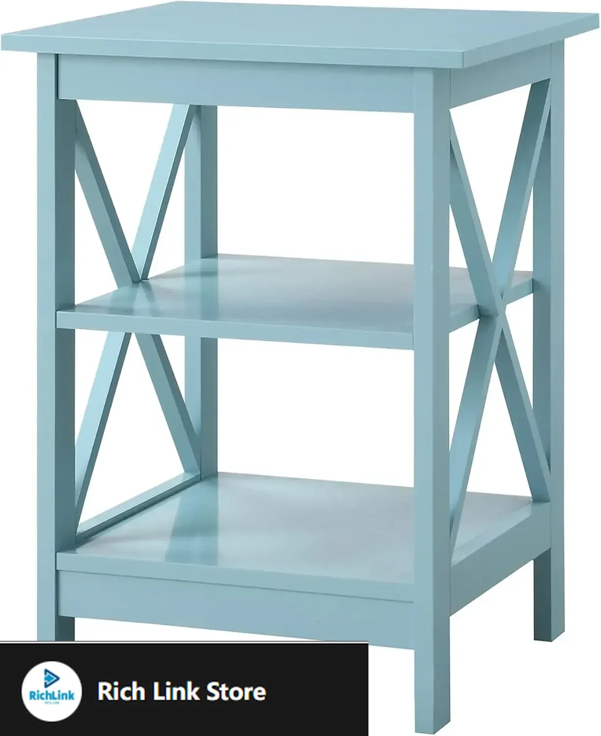 

Oxford End Table with Shelves, Sea Foam Blue