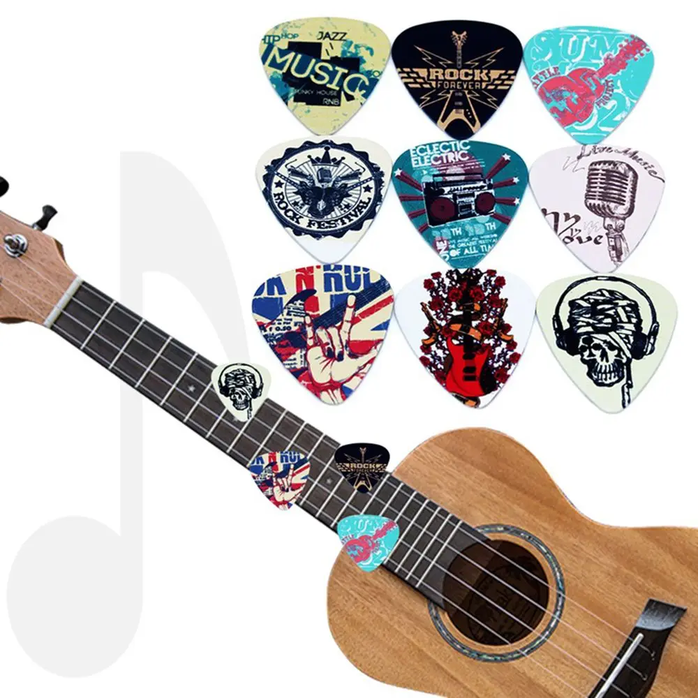 

Pattern 10pcs Acoustic Rock 0.71mm Electric Guitar Picks Plectrums Celluloid Shrapnel