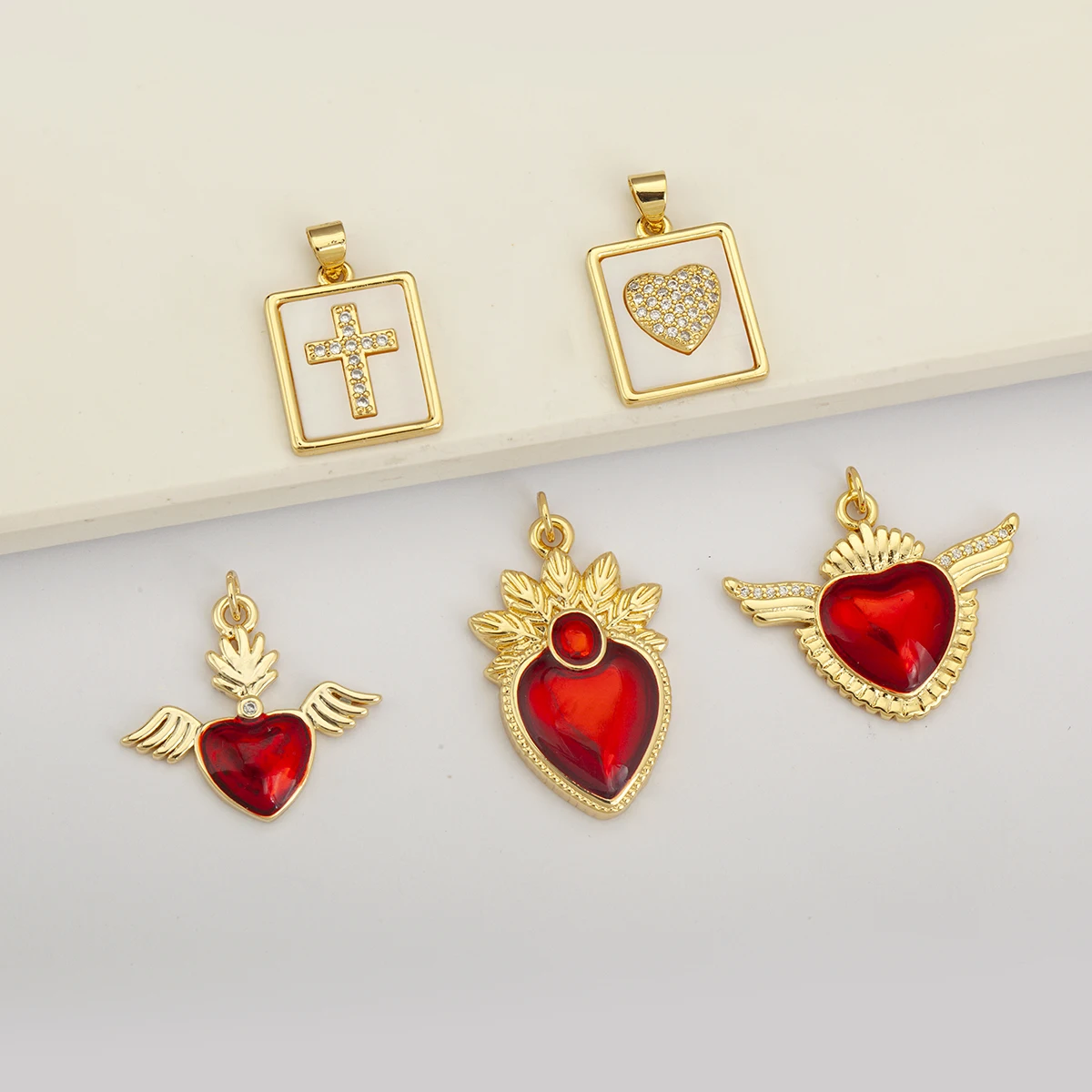 Sacred Cross/Heart Pendant 5 Styles Elegant Copper Crystal Jewelry Accessories Dinner Party For Women Birthday Gift Dropshipping