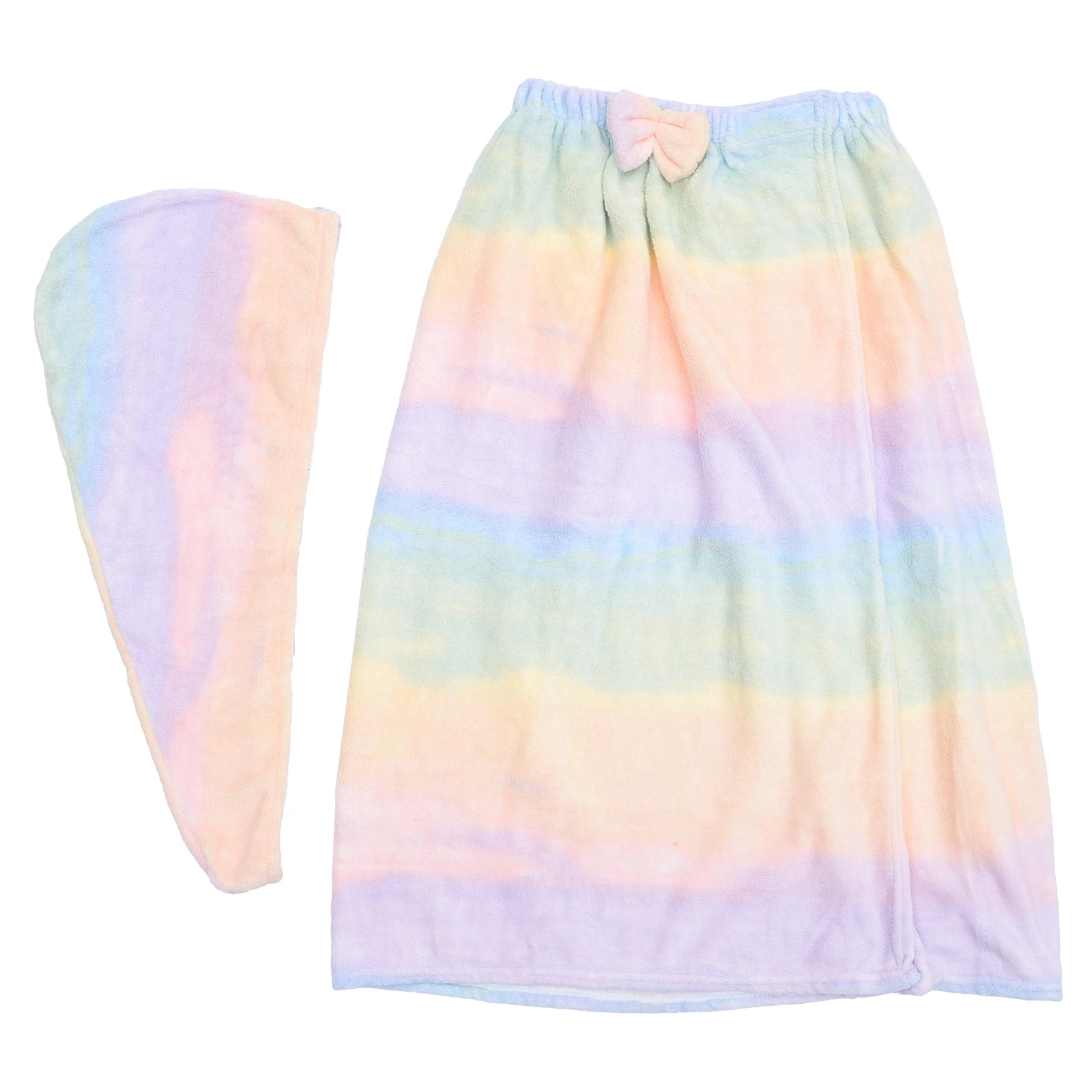 

Coral Fleece Gradient Bath Wrap Skirt Dry Hair Hat Set PE Bag Women Spa Gym Sauna Shower Body Towel Cozy Warm Breathable Quick