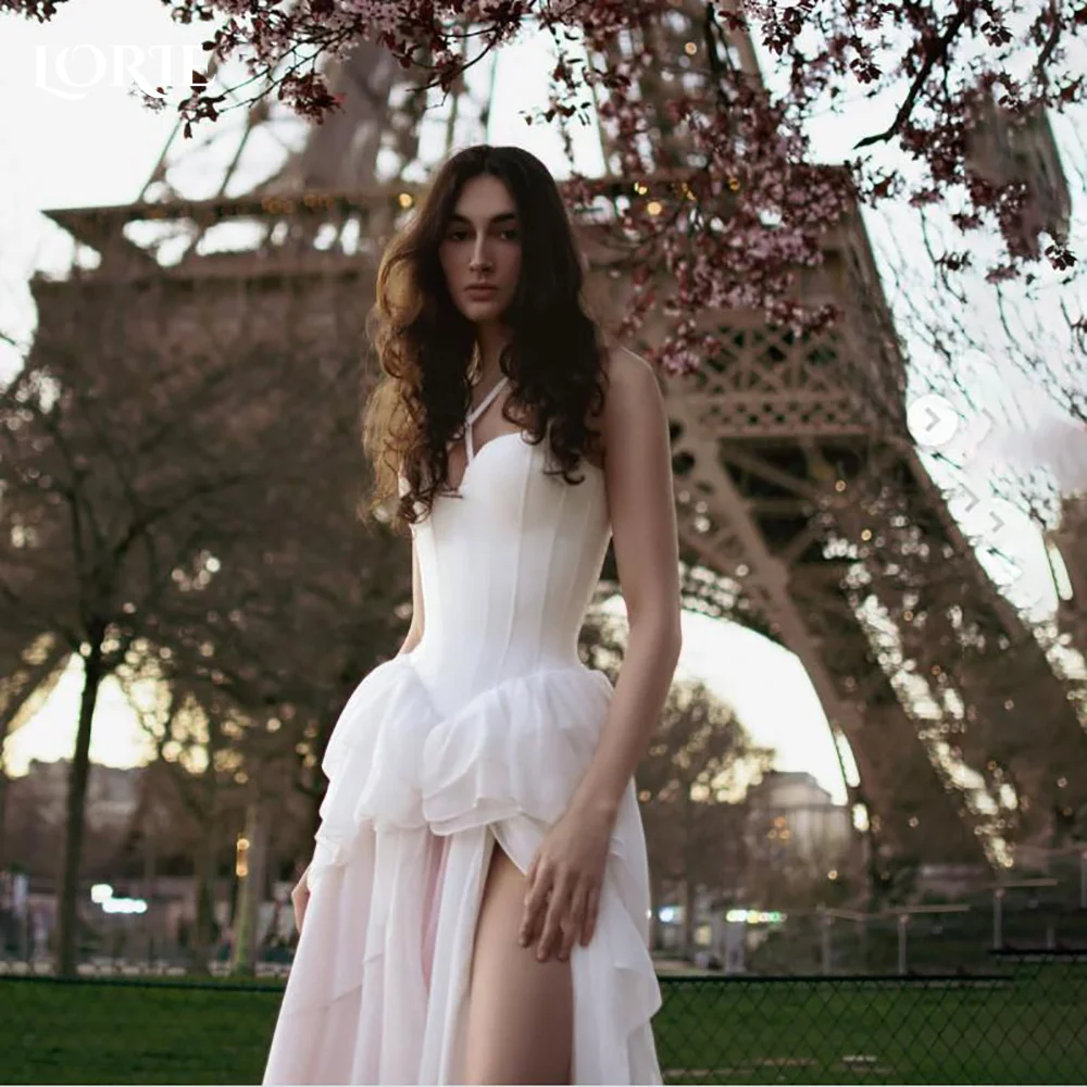 LORIE Satin Modern Wedding Dress Strpless A-Line Sweetheart Princess Bride Gown Customized Plus Size Tulle Party Dresses 2027