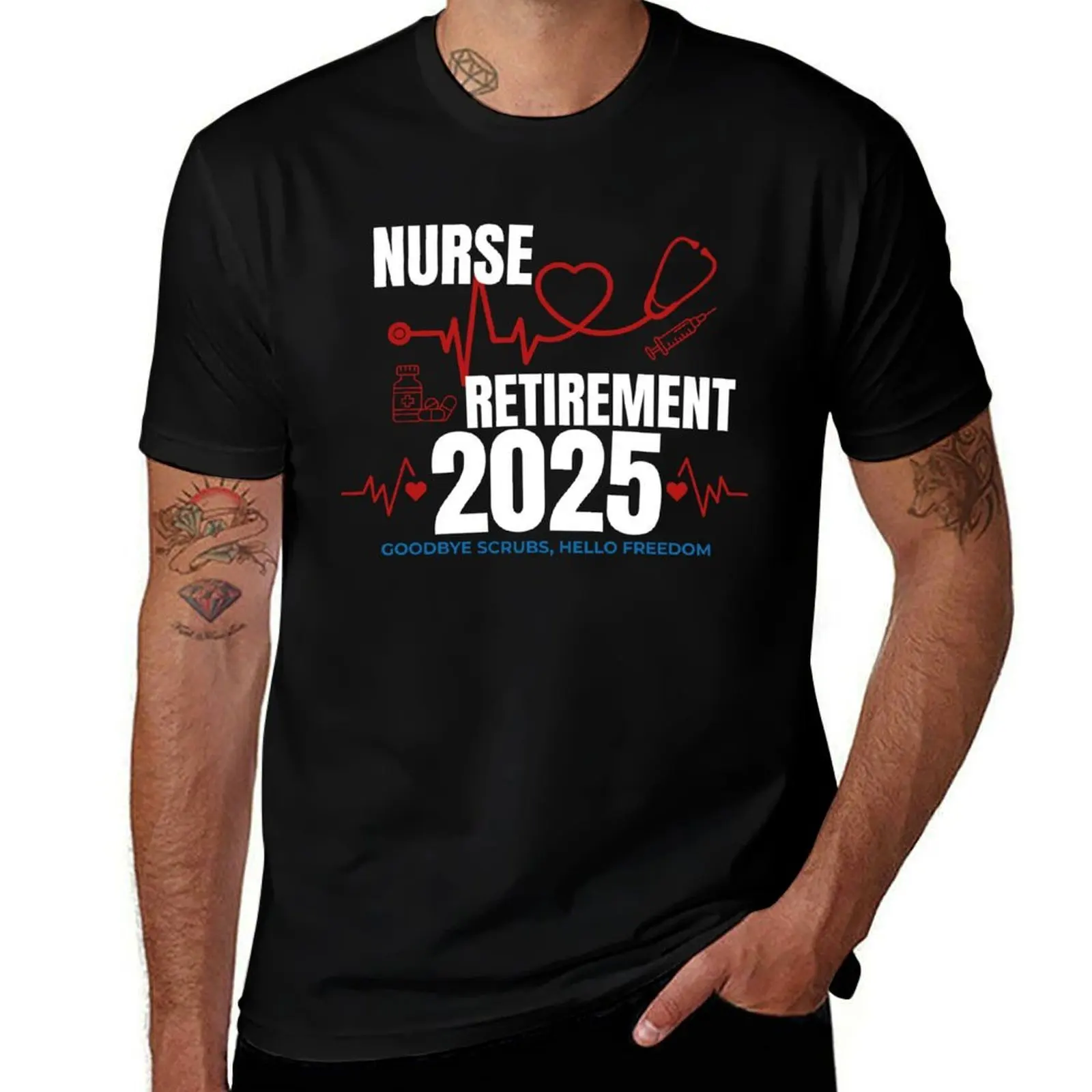 

Vintage Nurse Retired 2025 T-Shirt vintage custom t shirt vintage clothes slim fit t shirts for men