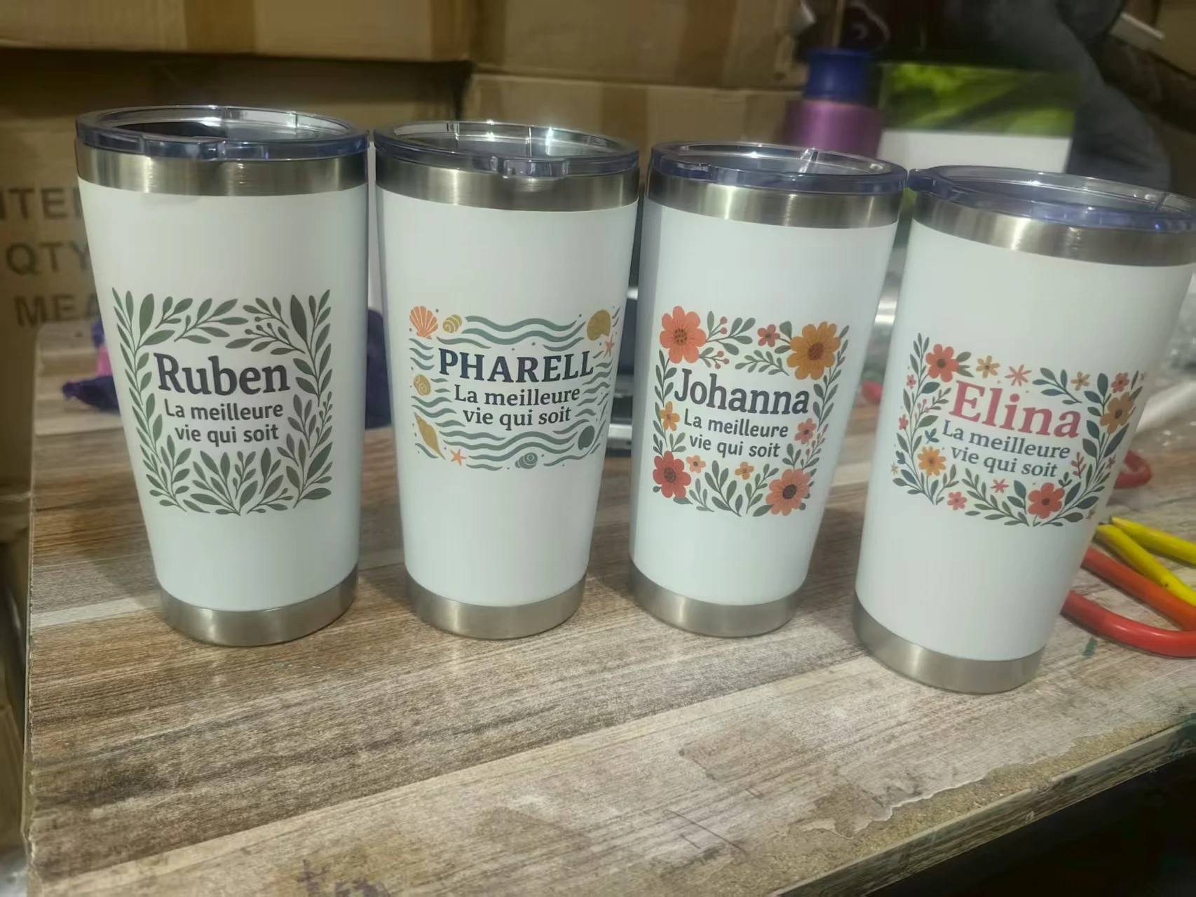 شعار صورة صورة هدية رائجة البيع الفولاذ المقاوم للصدأ شعار مخصص البهلوانات أكواب القهوة القدح بكميات كبيرة 20 أوقية أكواب السفر سيارة #2