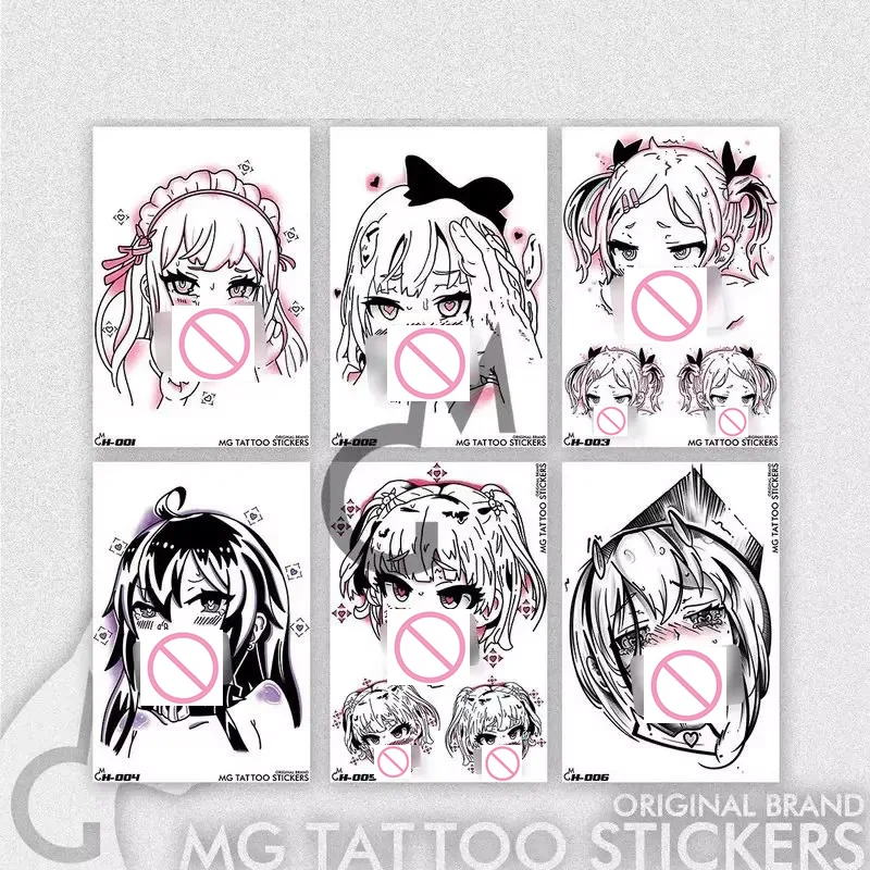 

Sexy Cartoon Fake Tattoo for Women Tatuajes Temporales Japanese Anime Art Hotwife Temporary Tattoo Waterproof Tattoo Sticker Set