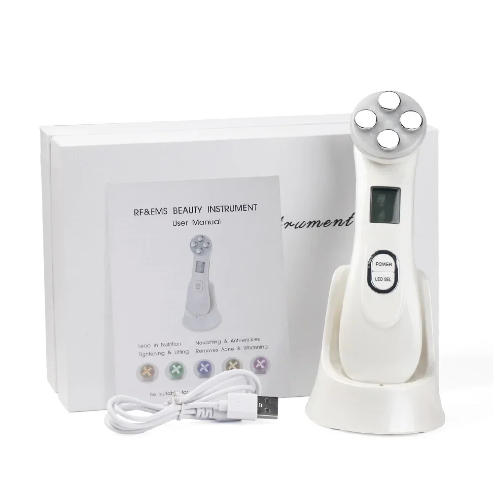 

LED Anti-Wrinkle Lift Machine Facial Beauty Device 5-IN-1 RF Radio Frequency Face Massager for Skin Tightening & Rejuvenation