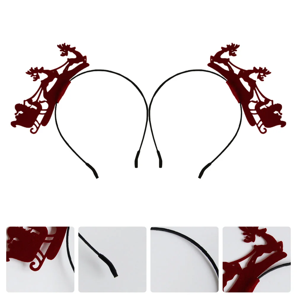 

2 Pcs Aldult Christmas Deer Headband Child Hair Ribbons Winter Party Accessories Iron Wire Adult Children's Headwear