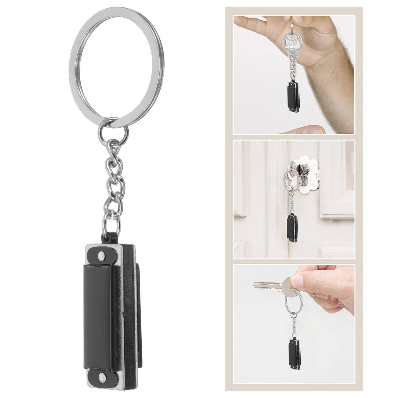 

Hanging Harmonica Keychain Stainless Steel Lightweight Portable Bag Pendant Backpack Keyring Decoration Harmonica Keychain