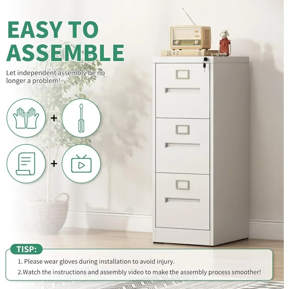 3 Drawer File Cabinet Metal Vertical File Cabinet With Lock For Home Office  Steel File Cabinet For Offices Filing Cabinets