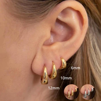 2pcs Stainless Steel Minimalist Huggie Hoop Earrings For Women Gold Color Tiny Round…