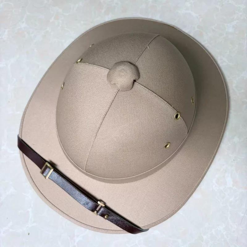 Vietnam War Pith Helmet Vintage Military Sun Hat Khaki Adjustable Safari Tropical Hard Hat for Men Outdoor Reenactment Mũ Cối view 3