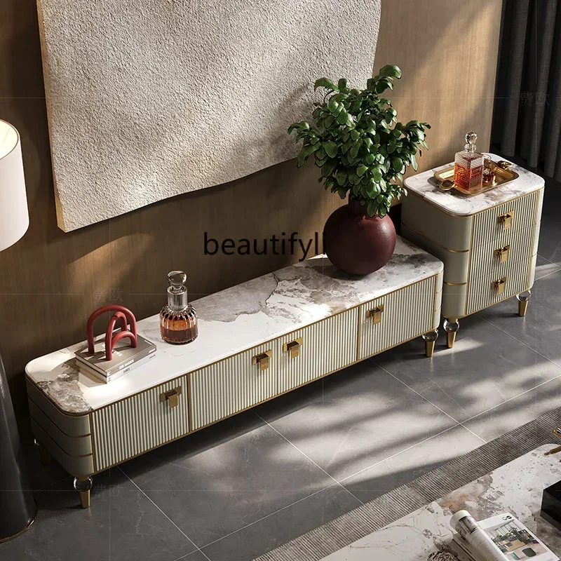 

1184A Light luxury coffee table combination Italian modern living room marble floor cabinet premium bedroom TV cabinet