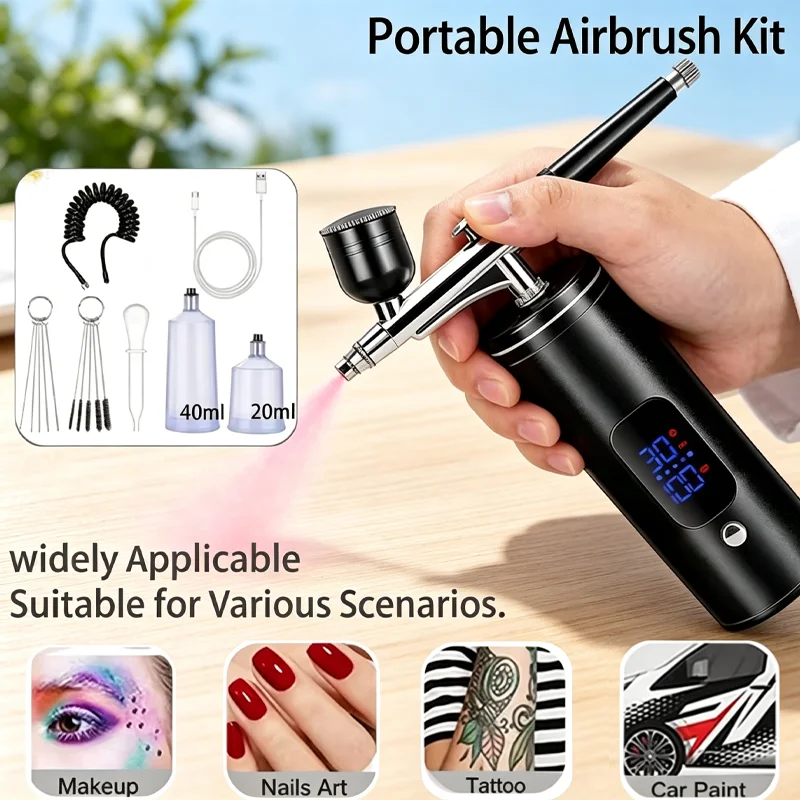 Airbrush with Compressor for Nail Painting Portable Cordless Airbrush Mini Airbrush Sprayer Gun for Nail Art Cake Painting