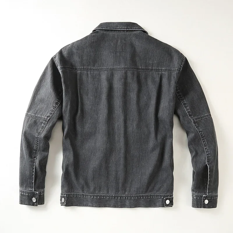 ربيع جديد الرجال الدنيم معطف Vintage السترات الصلبة معاطف رفض طوق كم كامل واحدة الصدر المفتوحة غرزة سترة غير رسمية الرجال