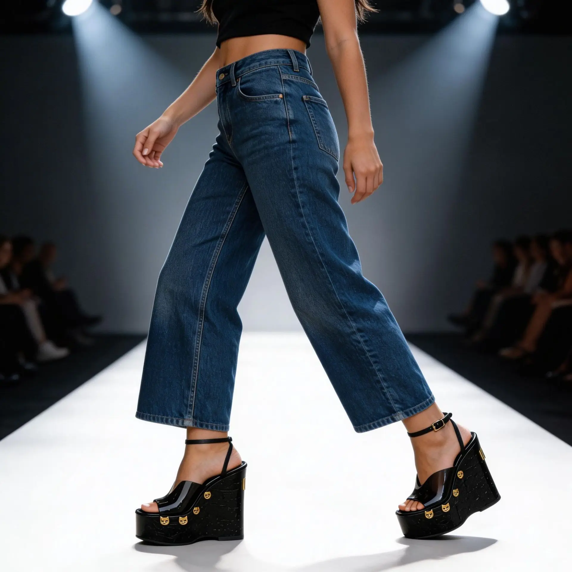 Women's Black Patent Leather Wedge Platform Sandals Clear Strap with Stud Detail for Night Festivals Bold Avant-Garde Fashion