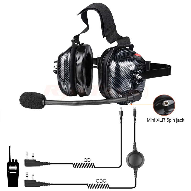 Two-Way Radio Noise Cancelling Headset Telephone Headset for Racing Intercom Avionics Industrial Use