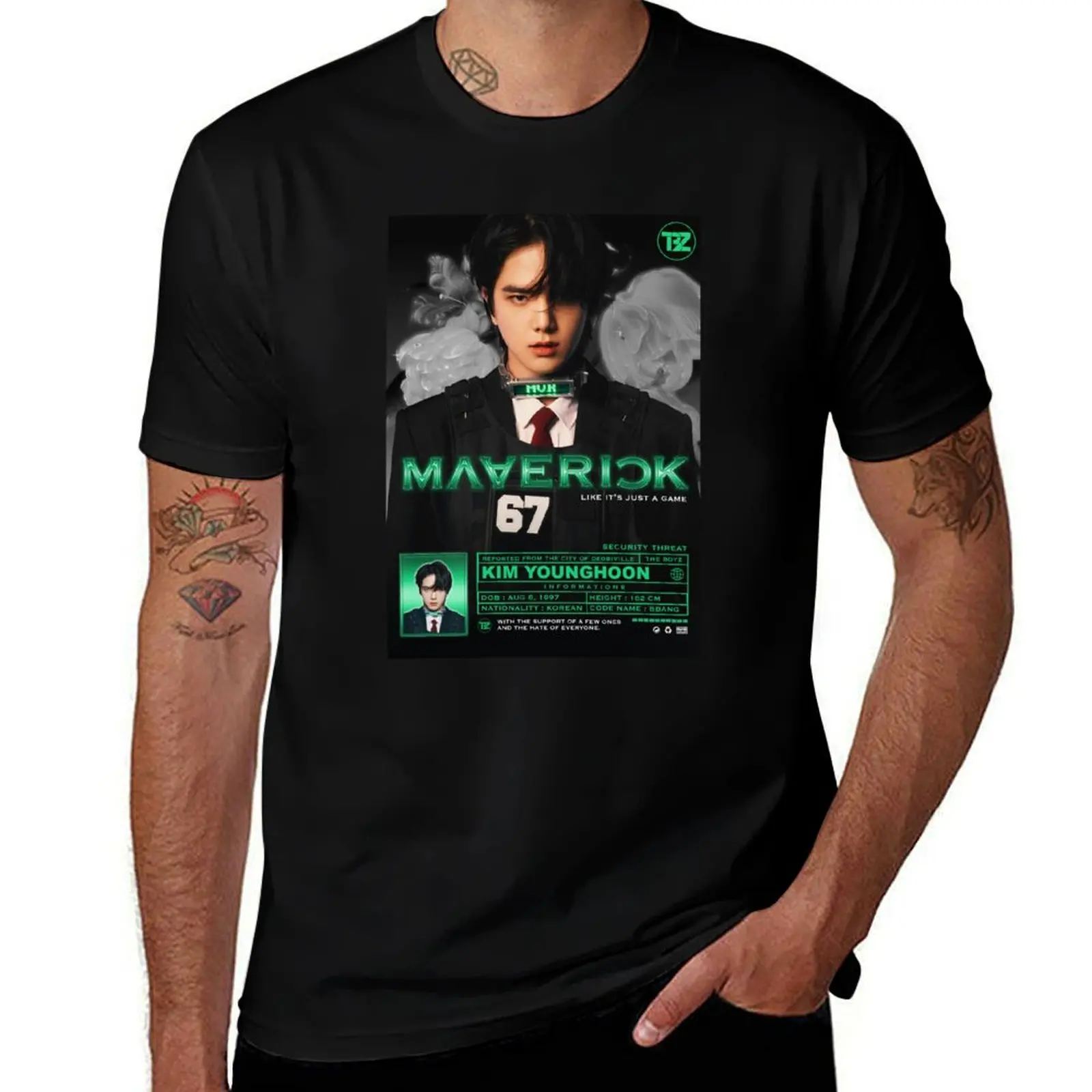 Kim Younghoon Maverick ! [The Boyz] T-Shirt Tough Fabric Work Tee T-Shirt