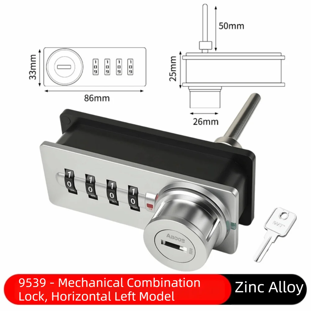 Zinc Alloy Combination Cabinet Lock Automatic Reset 4-Digit Mechanical Password Lock Drawer Lock Red-Green Indicator