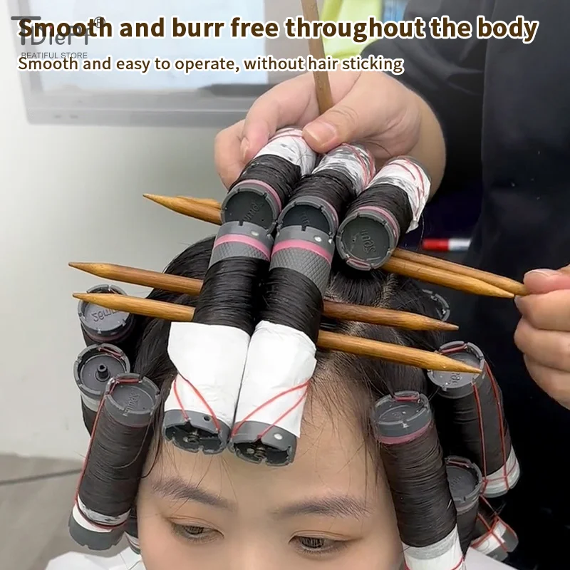 10 個ヘアパーマ絶縁ロッド再利用可能なヘアカールスタイリング絶縁跡のない竹串頭皮抗火傷絶縁スティック