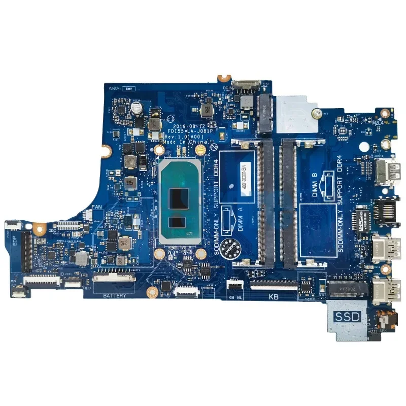 QM FDI55 LA-J081P For  3493 3593 3793 5493 Laptop Motherboard with i3 i5 i7 CPU CN-03DD3K 052X6W 004C38