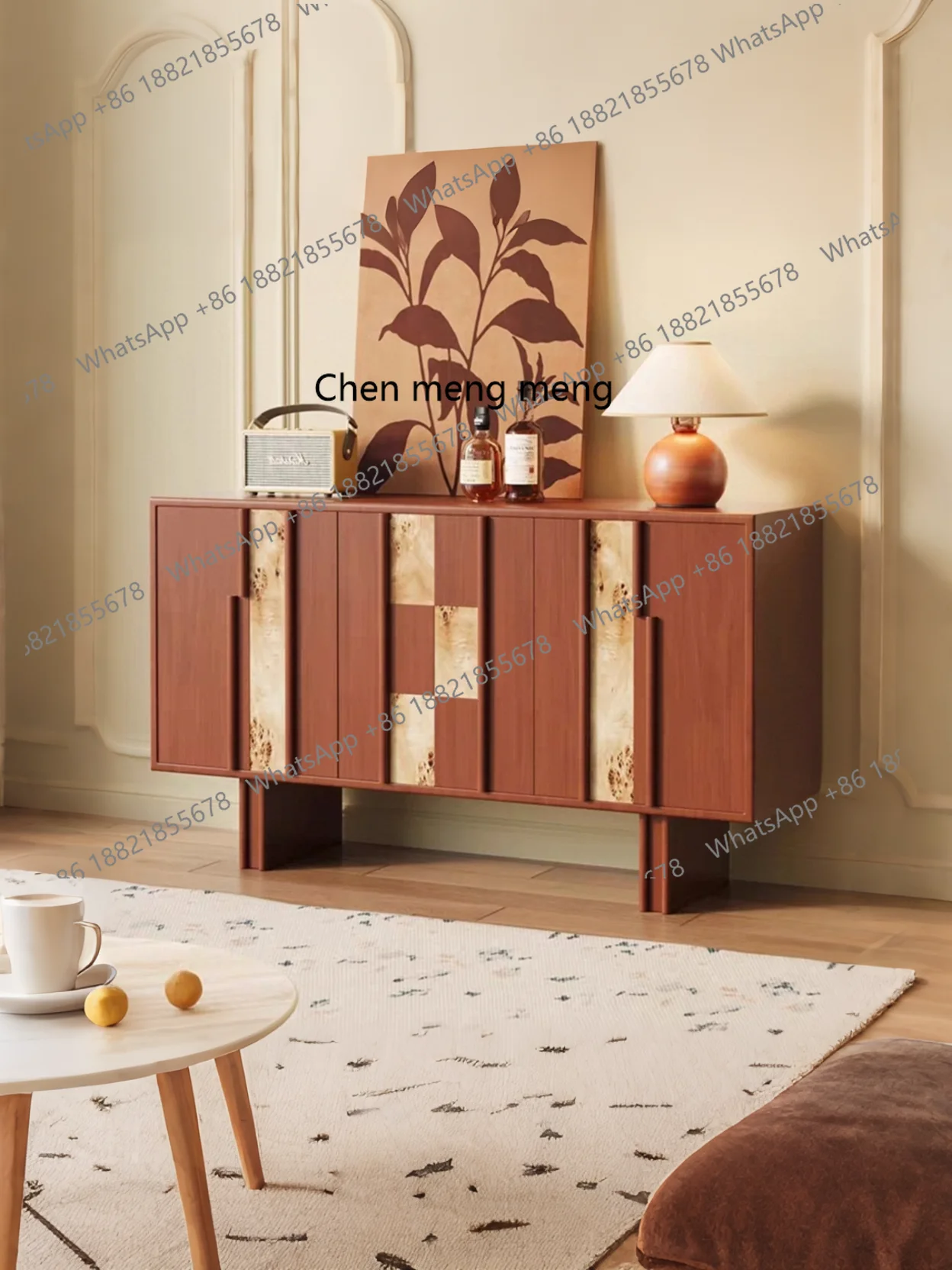 

Medieval style, side cabinet, boxwood tree tumor side cabinet, living room against the wall integrated locker storage cabinet