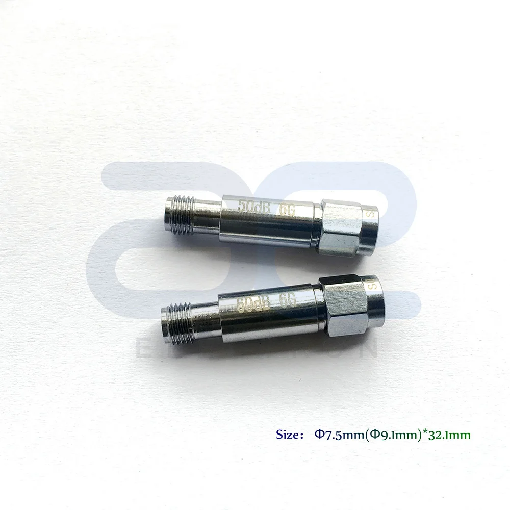 (1pcs-3pcs) DC-13GHz DC-18GHz 2W 50 Ohm Stainless Steel SMA Male to Female Fixed Coaxial RF Attenuator 1dB to 60dB