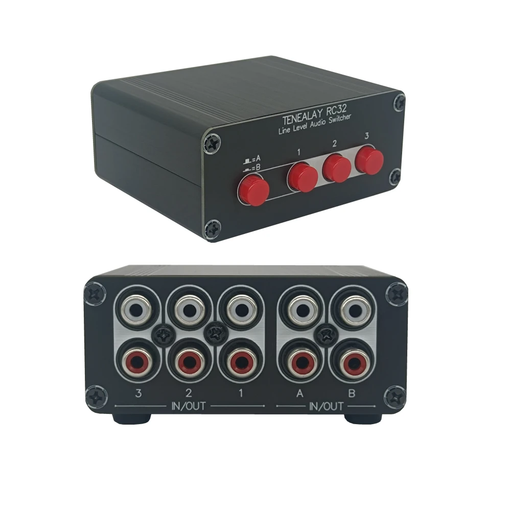 

3 IN 2 OUT RCA Stereo Audio Switch input Signal Source Switcher Selector Box Passive Splitter Combined Distribution 3 Way 2 port