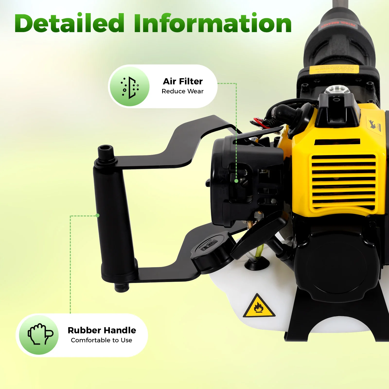 1900w 52cc Handheld Trenching Machine 2 Stroke Gasoline Excavator Tree Seeding Transplanting Tool 1500 Times/Min for Garden Farm