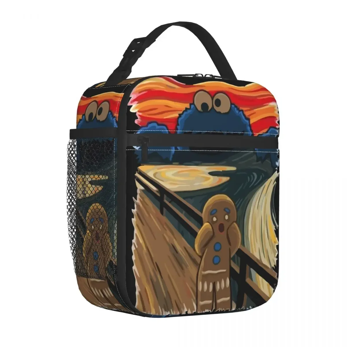 Famous Painting Cookie Monster Spoof Insulated Lunch Bags Large Meal Container Cooler Bag Tote Lunch Box School Travel