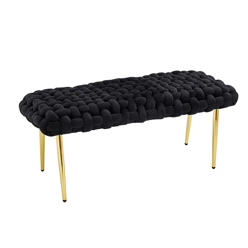 Mobili per soggiorno Sgabello moderno Sedia Sgabello nero Poggiapiedi Poggiapiedi con gambe in metallo