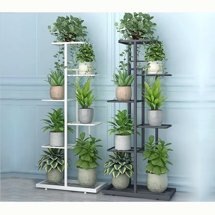 

4-9 Tier Balcony Metal Flower Plant Stand Rack Outdoor Iron Flower Pot Holder Display Shelf with Powder Coating Finishpromote sa