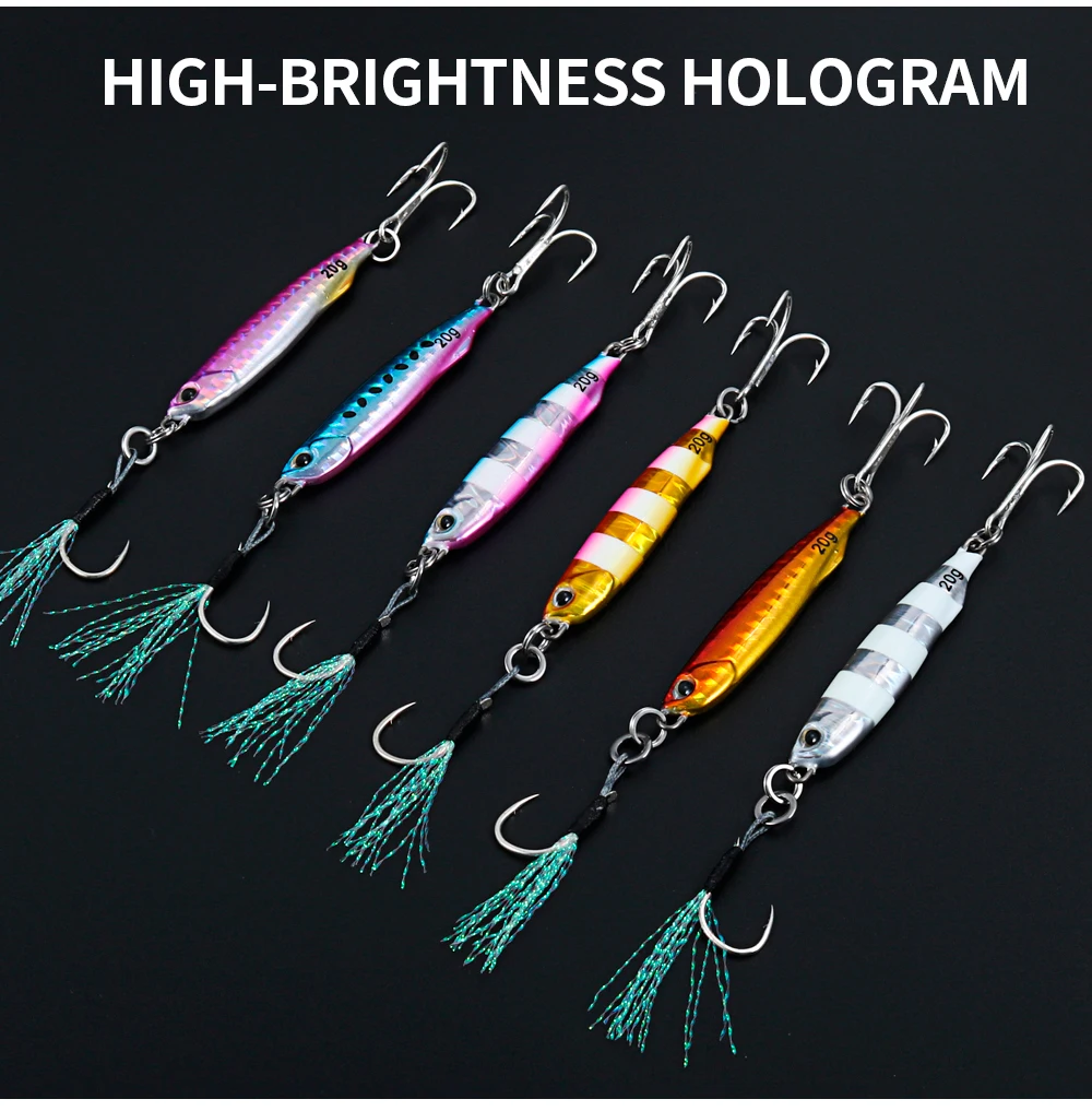 JIGGING PRO Drag Metal Cast Metall-Jig 20g 40g Leuchtender Weitwurf-Küstenjig für Salzwasser-Angeln auf Seebarsch – Detail 7
