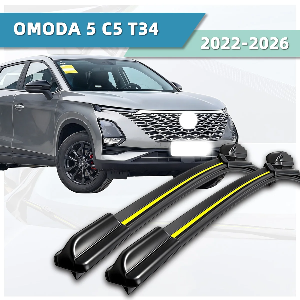 

Подходит для Chery Chirey OMODA 5 C5 T34 (2022-2026) — Бесшумный бескаркасный дворник из натурального каучука для лобового стекла автомобиля, автозапчасть
