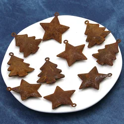 5 Pack 4.5cm Retro Rusty Christmas Bell Decorations Star Horn New Year Festival DIY Pendants