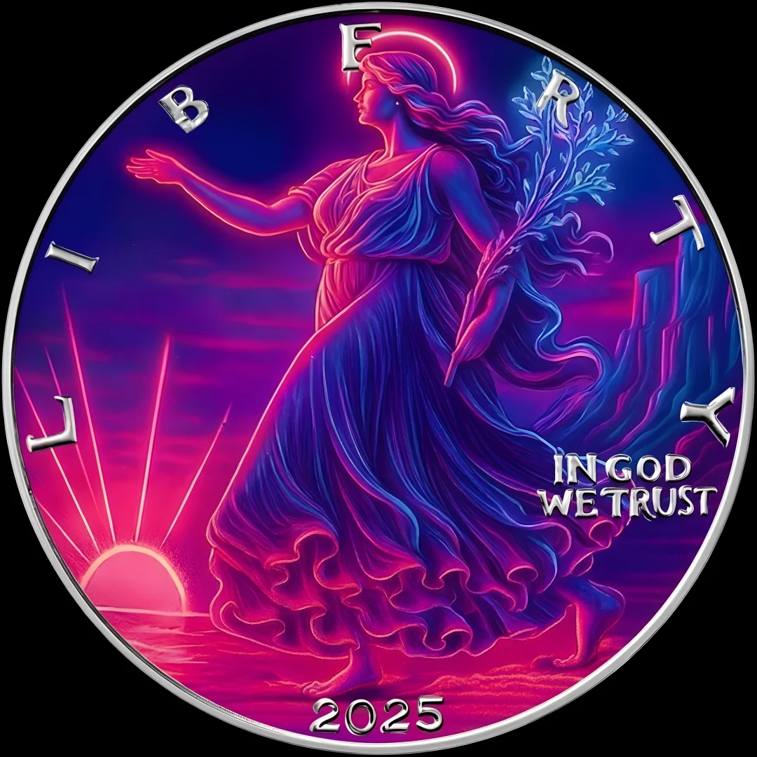 Neon Futuristic Liberty Goddess Brass Commemorative Coin  2025 Limited Edition  2025 Limited Edition for Party Favor Gift
