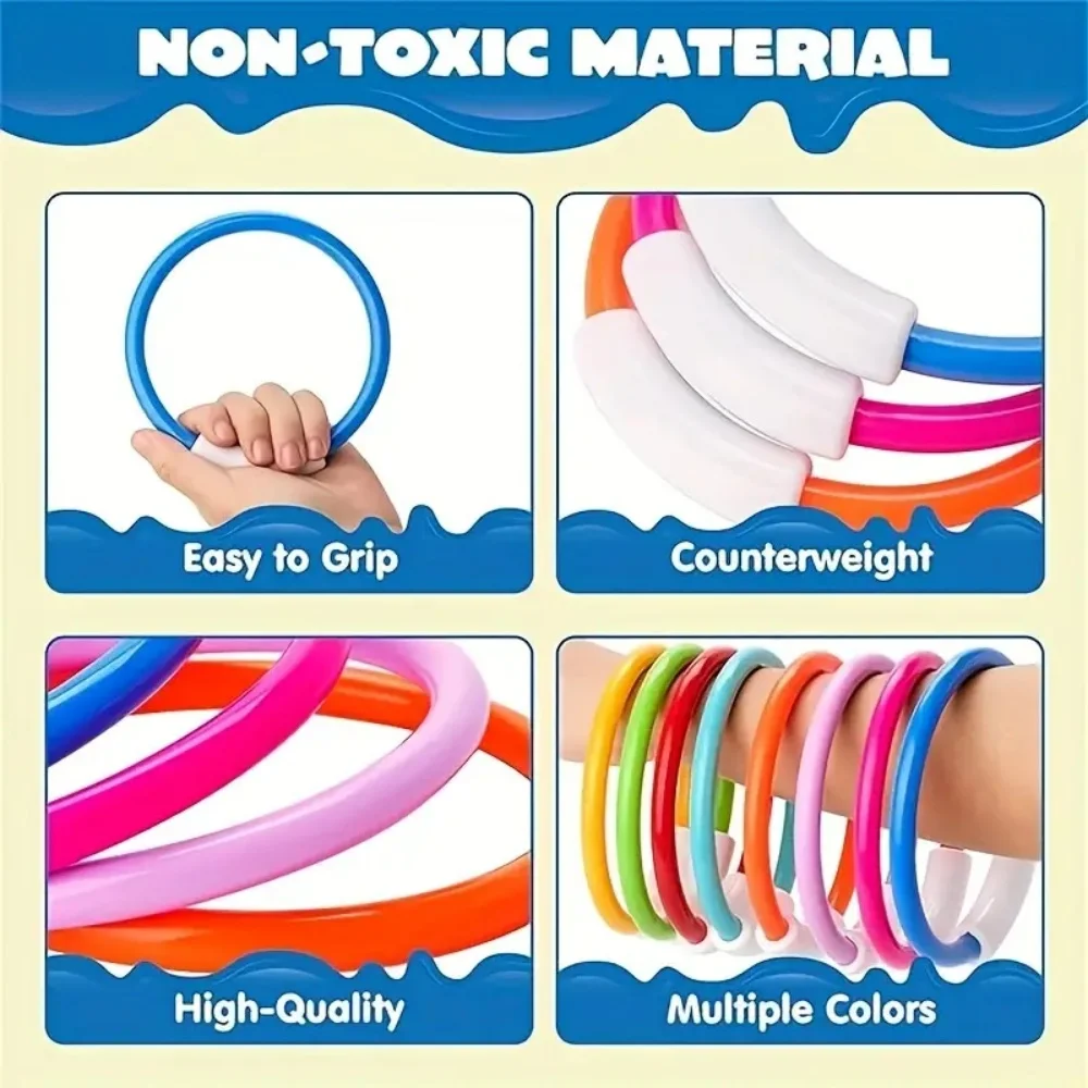 다채로운 수중 수영장 다이빙 소품 1세트, 던지기, 다이빙 및 원형 다이빙 장비에 적합합니다.