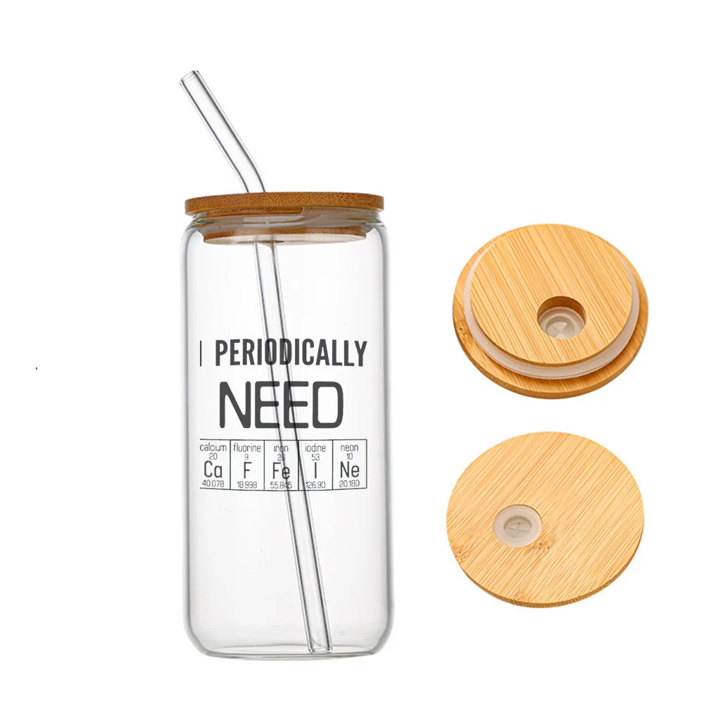 

I Periodically Need Caffeine Glass For Heat Resistant High Drinking Cup With Straws Lids 16 oz