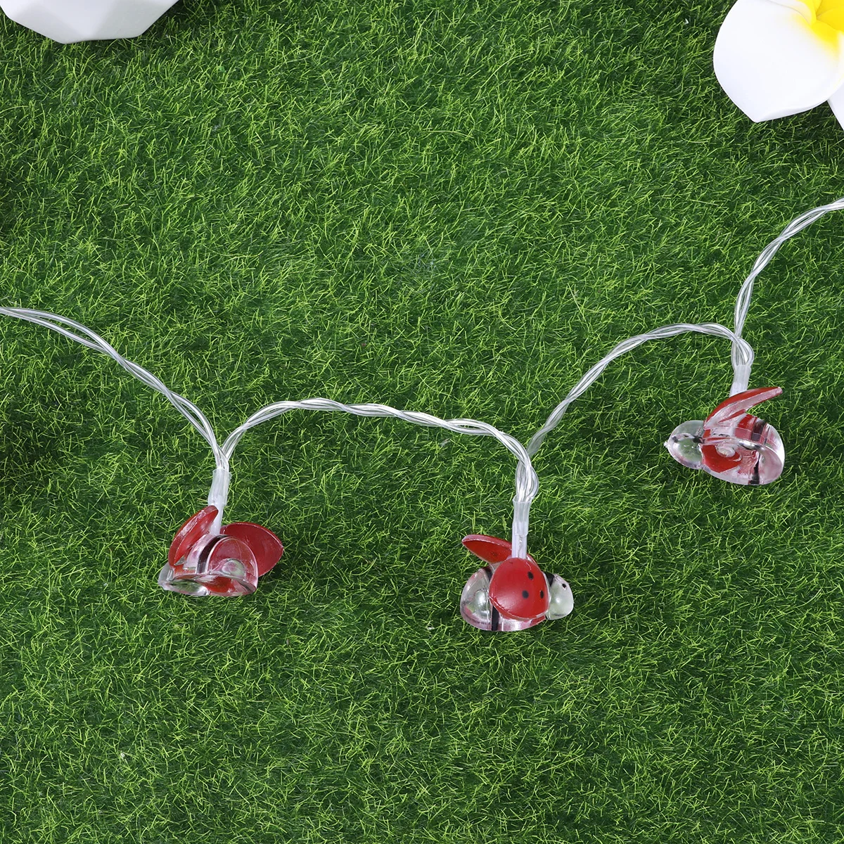 

2 Meters 20 Leds Operated Light String Ladybug Design Decorative Lamp String for Patio Garden Wedding Christmas Festival