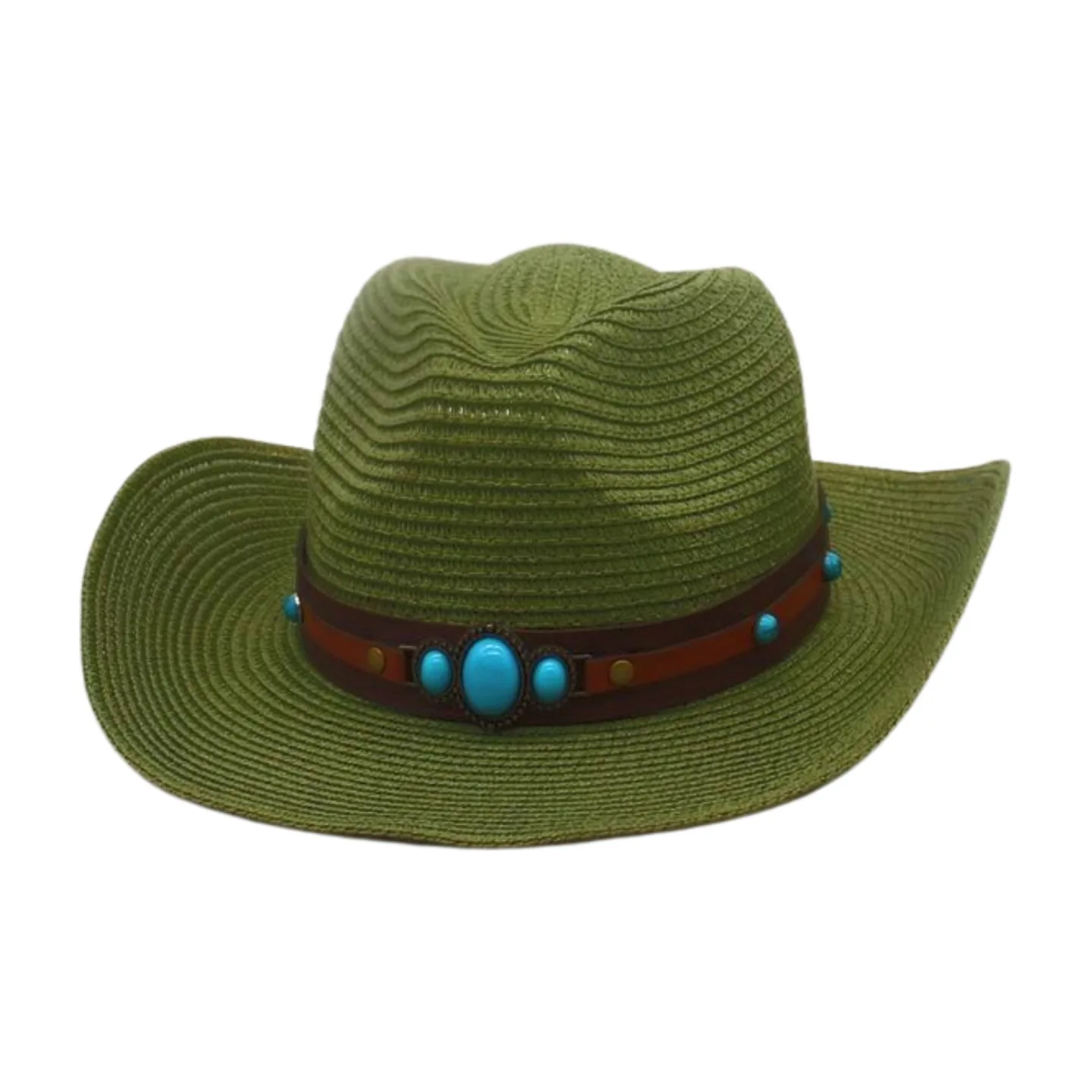 New Cross-border Hot Sale Straw Travel Beach Cowboy Hat National Style Straw Hat Grassland High-grade Sun Protection Sun Hat