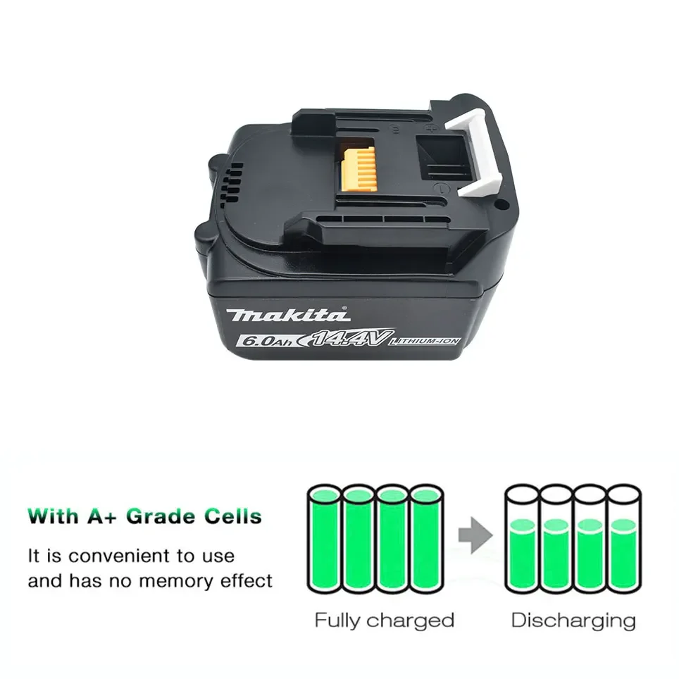 14.4V Makita 6000mAh BL1430 BL1415 BL1440 196875-4 194558-0 195444-8 6.0Ah 14.4V Makita rechargeable battery for LED indicator