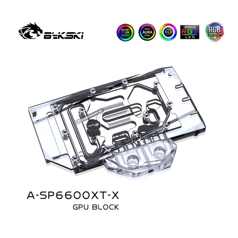 Bykski GPU Water Block for Sapphire RX 6600 XT Pulse OC Video Card / PC Cooling Copper Radiator RGB Light SYNC / A-SP6600XT-X