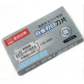 RiMei 남성용 스테인리스 스틸 안전 면도날, 이중 날 면도날, 교체 가능한 수동 면도날, 로트 5 개, 100 개
