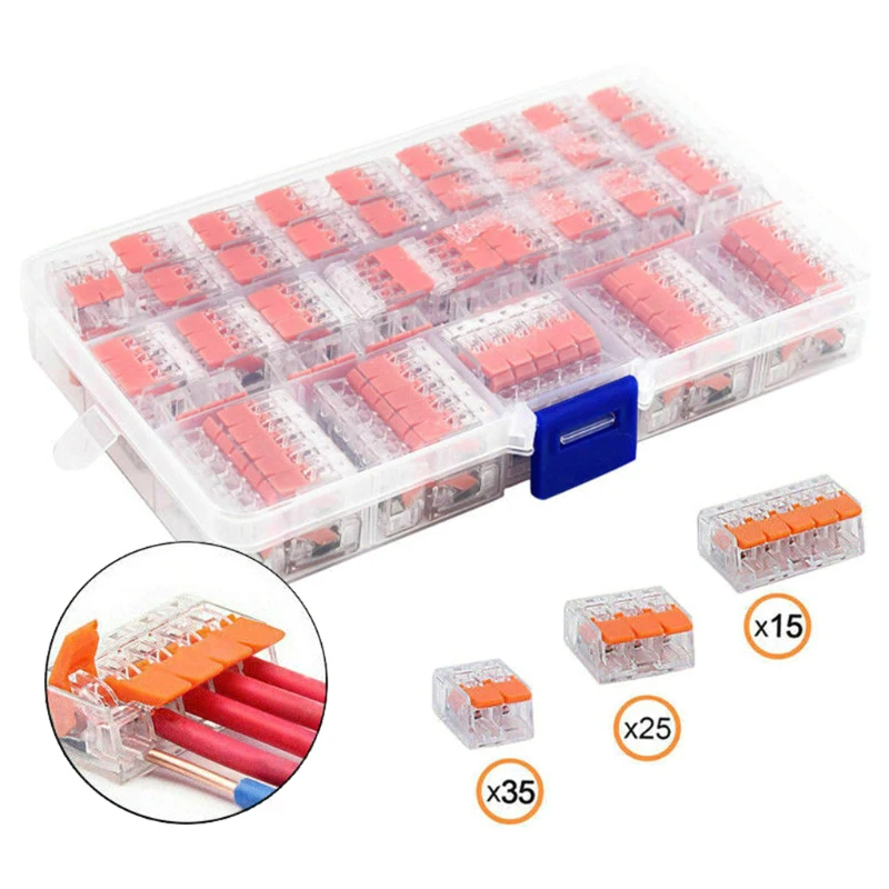 75 Boxed Quick Connect Blocks Kv221 Transparent Connector 2-position 3-position Copper Parallel Device Tool