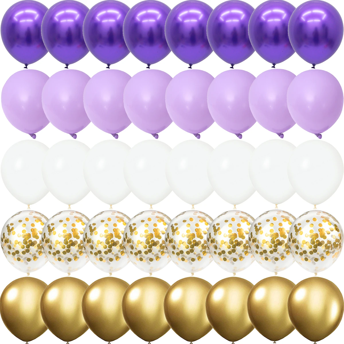 40PCS Christmas Gold White Purple Metal Latex Confetti Balloons Wedding Decorations Matte Globos Birthday Party Decorations