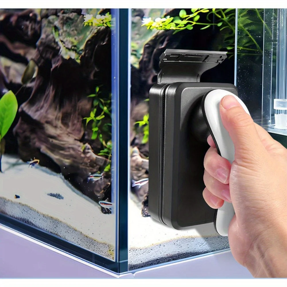 Épurateur de verre d'aquarium robuste avec poignée antidérapante, nettoyant magnétique puissant pour aquarium, baignoires et fournitures de nettoyage du verre