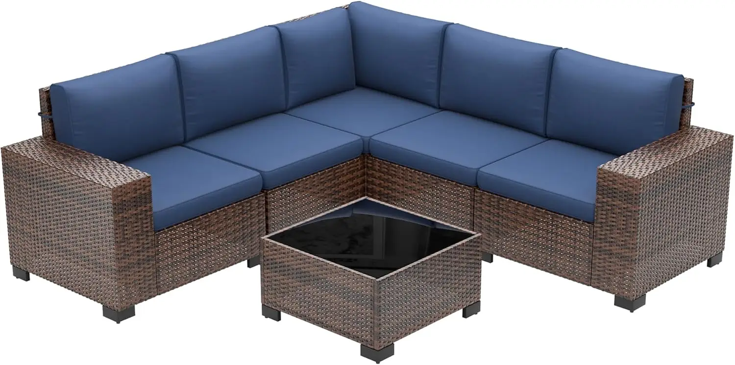 

Outdoor Sectional Furniture Set Rattan Wicker Conversation Sofa Set for Porch Garden Backyard Balcony