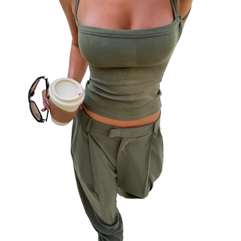 Women's Sexy Strap Vest Stretch Midnight Hottie Beach Party Backless Short Length Pure Color Inner Wear Fashion Trend 2026