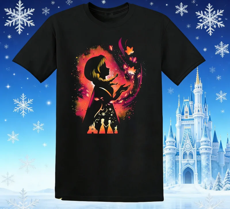 25/26SummerRetro Disney Frozen Anna Princess Men Women Unisex 100% Pure Cotton Printed Leisure Parent-child Outfit Unisex Style